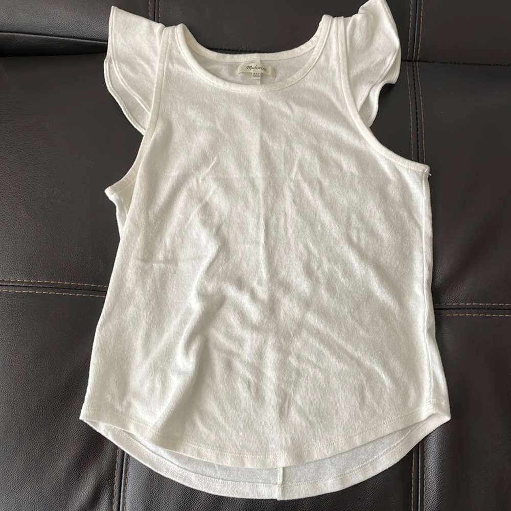 madewell | white ruffle sleeve tank top